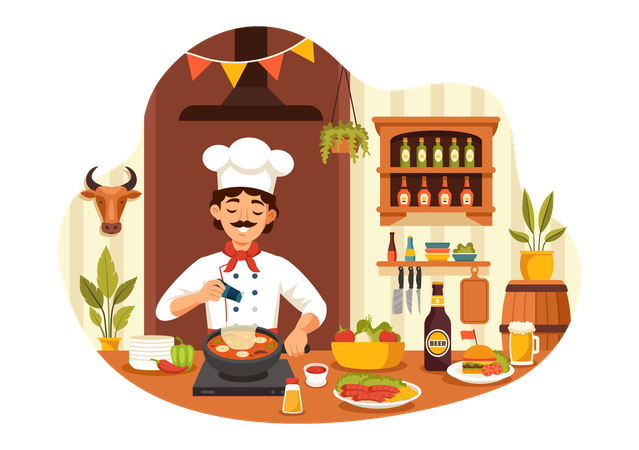 German Food Restaurant  Illustration