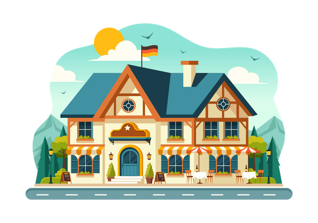German Food Restaurant  Illustration