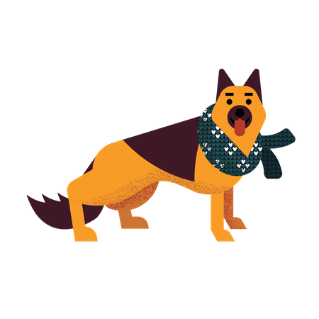 German Shepherd in a scarf  Illustration