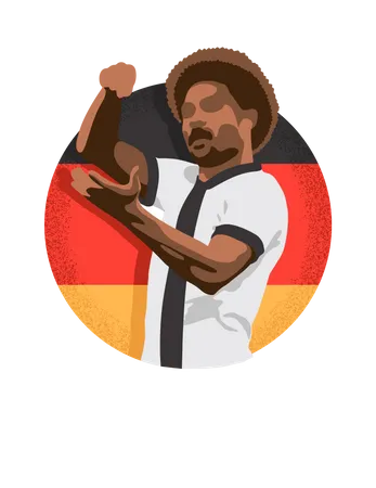 German soccer player celebrating  Illustration