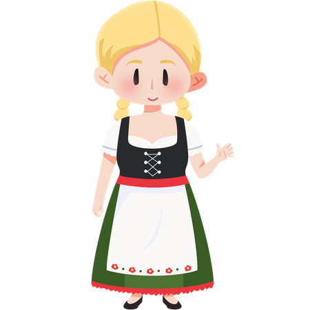 Germany  Dirndl dan Lederhosen girl  Illustration