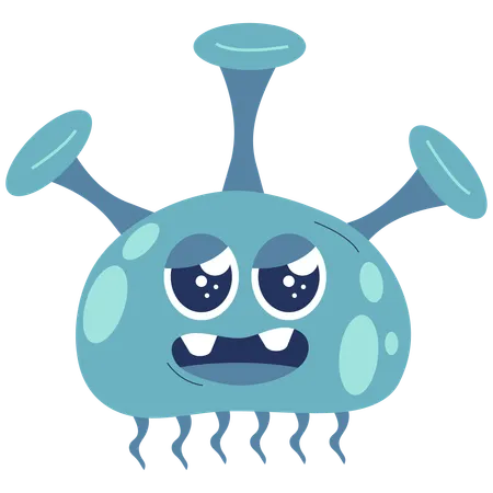 Germen alienígena triste azul  Ilustración