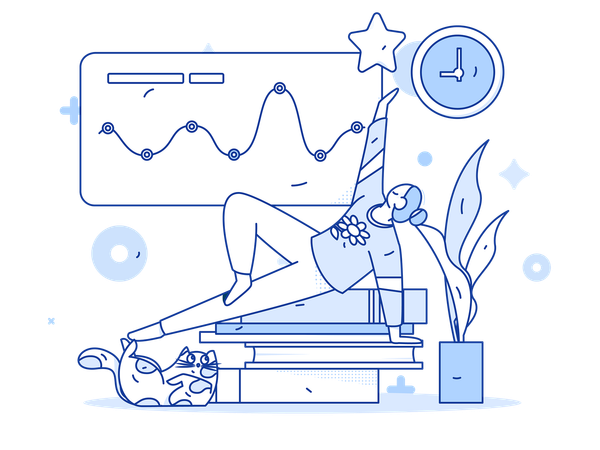 Geschäftsfrau analysiert Geschäftsdiagramm  Illustration