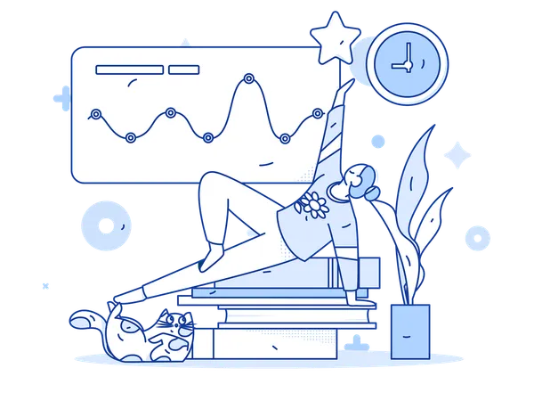 Geschäftsfrau analysiert Geschäftsdiagramm  Illustration