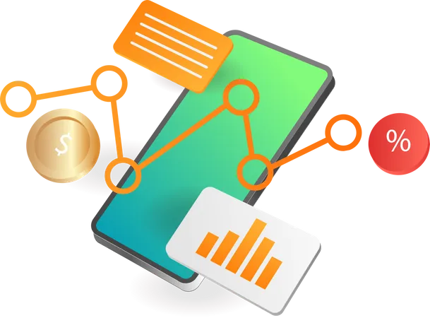 Geschäftsanalyse auf Mobilgeräten  Illustration