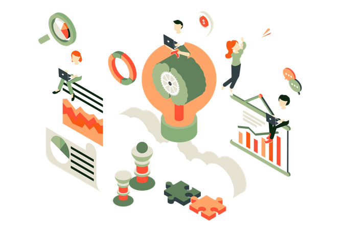 Geschäftsdatenanalyse und Problemlösungskonzept  Illustration