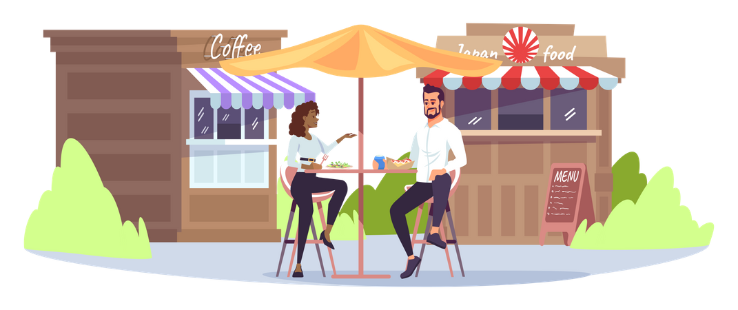 Geschäftsessen im Parkcafé  Illustration