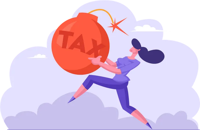 Geschäftsfrau am Steuerrückzahlungstermin  Illustration