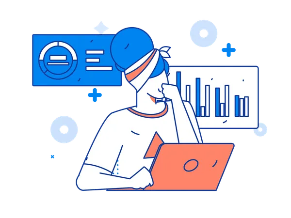 Geschäftsfrau analysiert Diagramm  Illustration