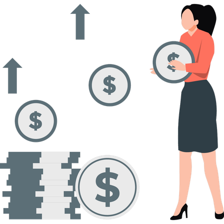 Geschäftsfrau analysiert finanzielles Wachstum  Illustration