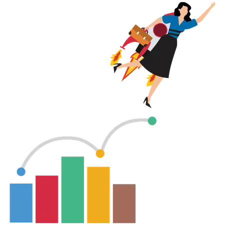 Geschäftsfrau analysiert Unternehmenswachstum  Illustration