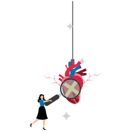 Geschäftsfrau analysiert Herz  Illustration