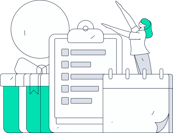 Geschäftsfrau analysiert Kundenfeedbackformular  Illustration