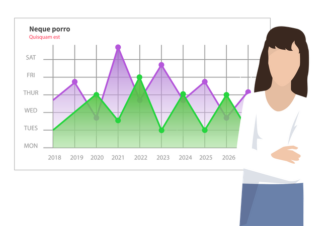 Geschäftsfrau analysiert Markt  Illustration