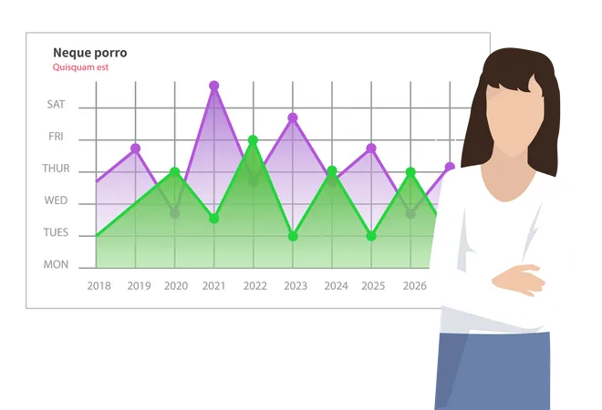 Geschäftsfrau analysiert Markt  Illustration