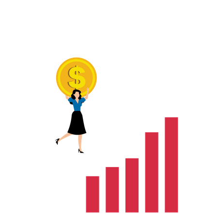 Geschäftsfrau analysiert Markttrends  Illustration