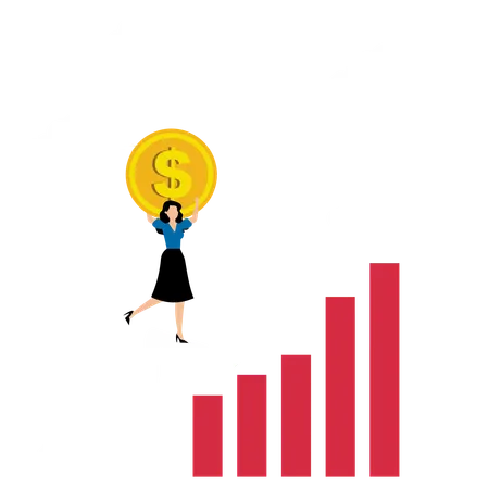 Geschäftsfrau analysiert Markttrends  Illustration