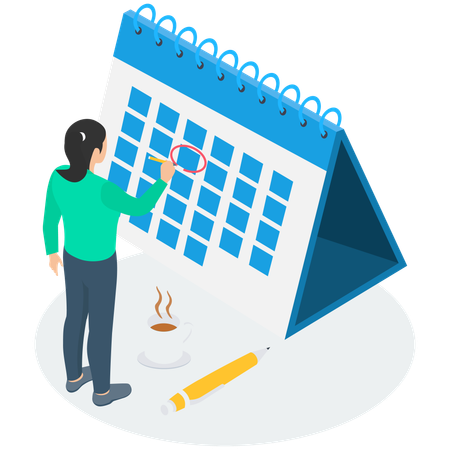 Geschäftsfrau arbeitet am Besprechungsplan  Illustration