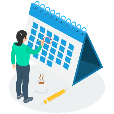 Geschäftsfrau arbeitet am Besprechungsplan  Illustration