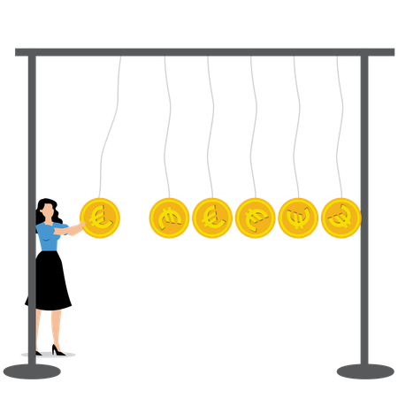 Geschäftsfrau arbeitet am Euro-Management  Illustration