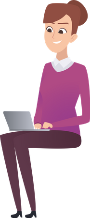 Geschäftsfrau, die am Laptop arbeitet  Illustration
