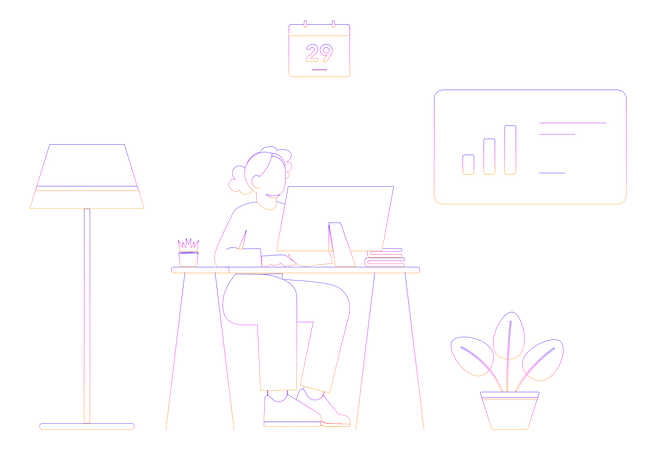 Geschäftsfrau, die am Laptop arbeitet  Illustration