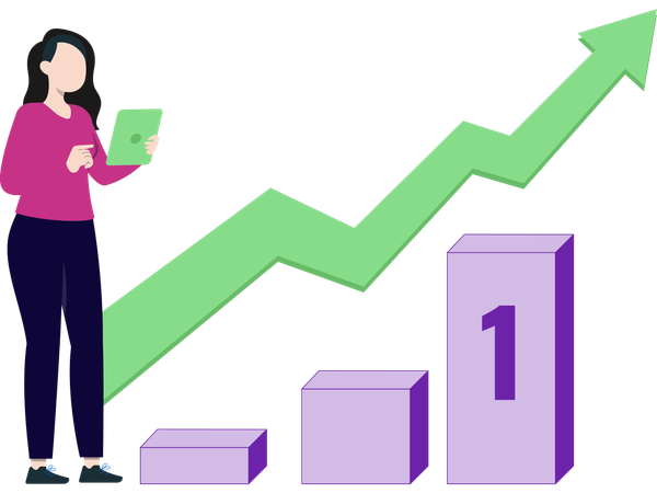 Geschäftsfrau arbeitet am Unternehmenswachstum  Illustration