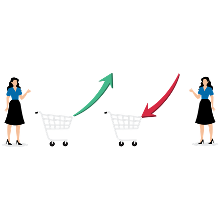 Geschäftsfrau, die an der Börse arbeitet  Illustration