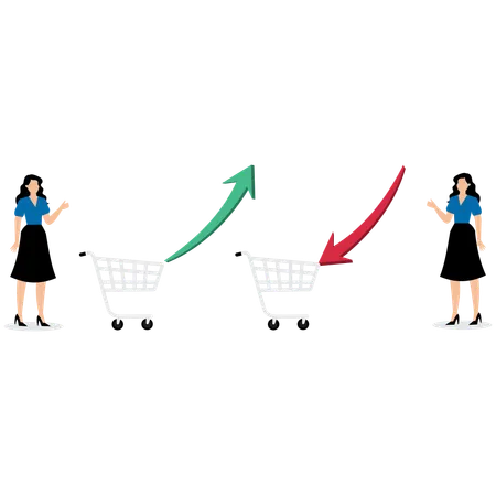 Geschäftsfrau, die an der Börse arbeitet  Illustration