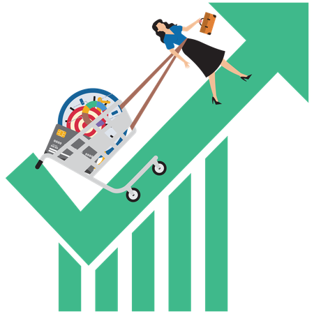 Geschäftsfrau arbeitet an der Entwicklung persönlicher Fähigkeiten  Illustration