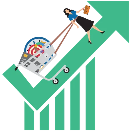 Geschäftsfrau arbeitet an der Entwicklung persönlicher Fähigkeiten  Illustration