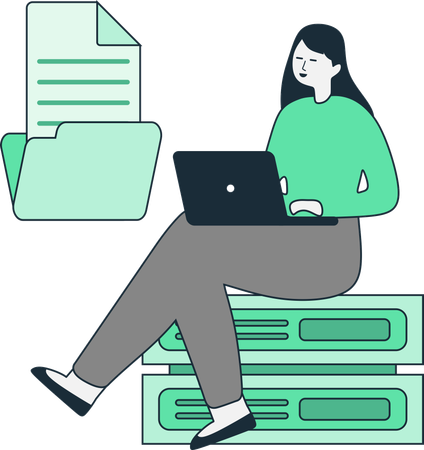 Geschäftsfrau arbeitet an der Dokumentenspeicherung  Illustration