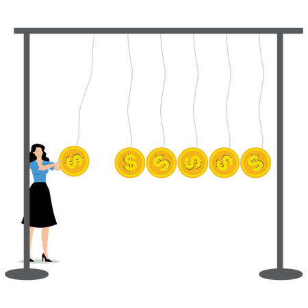 Geschäftsfrau arbeitet am Dollarmanagement  Illustration