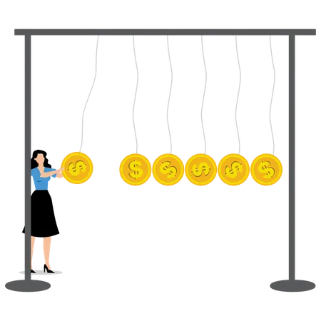 Geschäftsfrau arbeitet am Dollarmanagement  Illustration