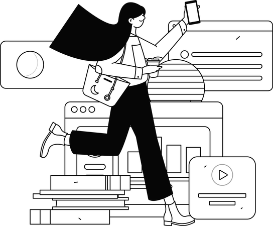 Geschäftsfrau, die an einem Projekt arbeitet  Illustration