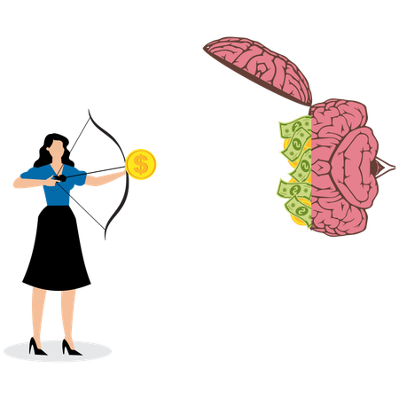 Geschäftsfrau arbeitet an Finanzidee  Illustration