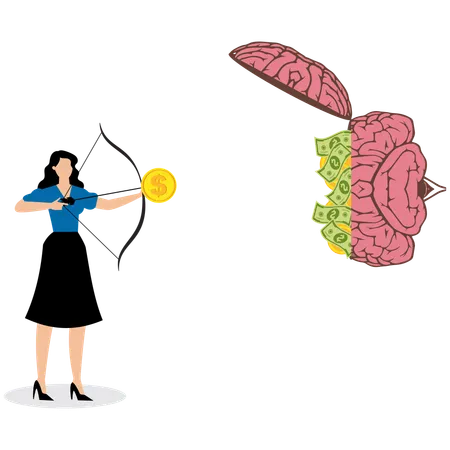 Geschäftsfrau arbeitet an Finanzidee  Illustration