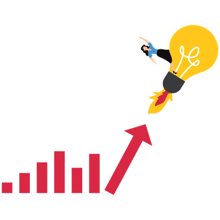 Geschäftsfrau arbeitet an Startup-Idee  Illustration