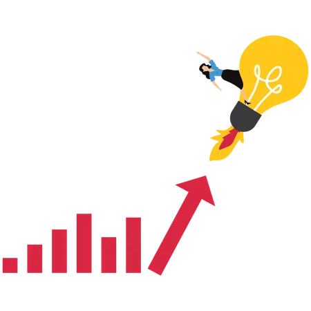 Geschäftsfrau arbeitet an Startup-Idee  Illustration