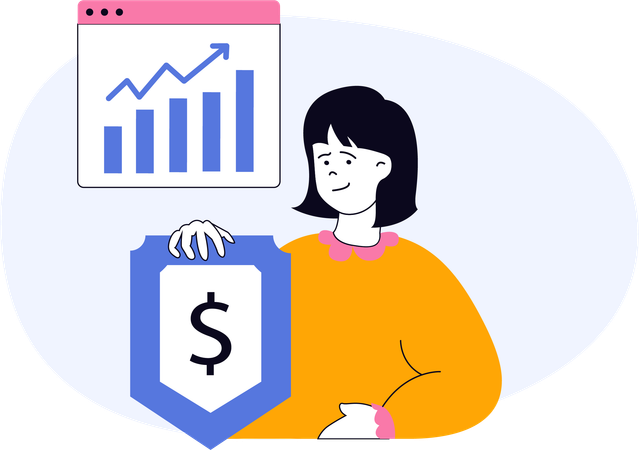 Geschäftsfrau arbeitet an Finanzdiagrammen  Illustration