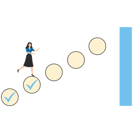 Geschäftsfrau arbeitet an Geschäftszielen  Illustration