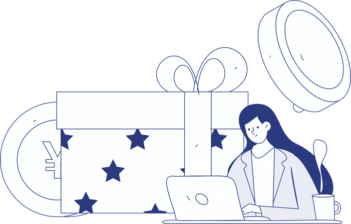 Geschäftsfrau arbeitet an Planungstools  Illustration