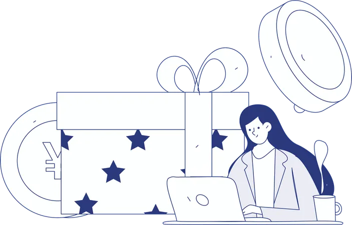 Geschäftsfrau arbeitet an Planungstools  Illustration