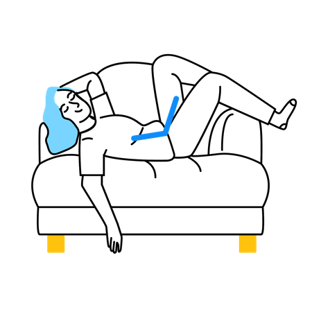 Geschäftsfrau arbeitet mit schlechter Körperhaltung  Illustration