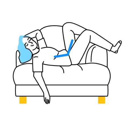 Geschäftsfrau arbeitet mit schlechter Körperhaltung  Illustration