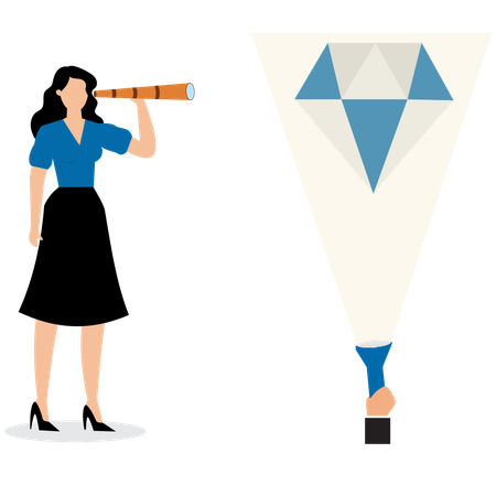 Geschäftsfrau bekommt Hilfe, um Edelstein zu sehen  Illustration