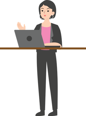Geschäftsfrau die laptop verwendet  Illustration