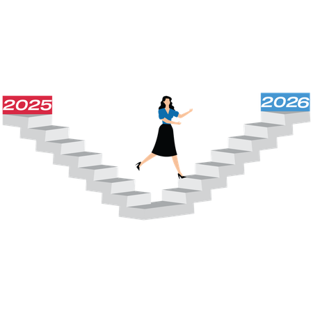 Geschäftsfrau betritt das Jahr 2026  Illustration