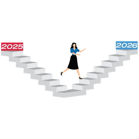 Geschäftsfrau betritt das Jahr 2026  Illustration