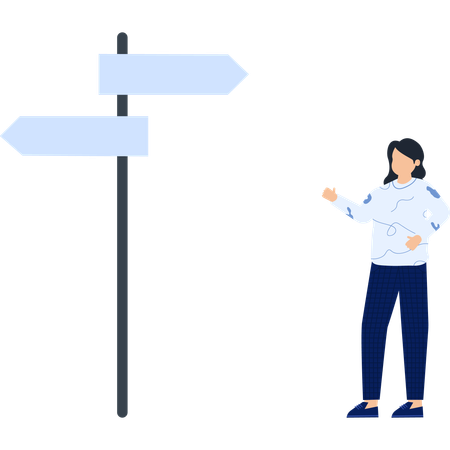 Geschäftsfrau, die an der Entscheidungsfindung im Unternehmen arbeitet  Illustration